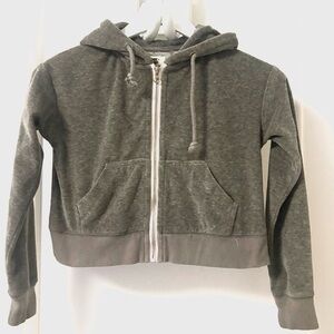Kids Charcoal Zip-Up Cropped Hoodie soft Sweatshirt
